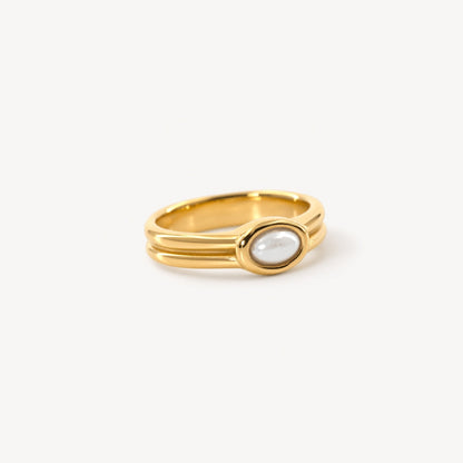 Perlen-Stapelring — Wasserfester 18k vergoldeter Edelstahl