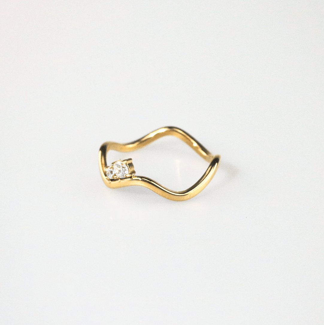 Delicate Sparkle Wave Ring