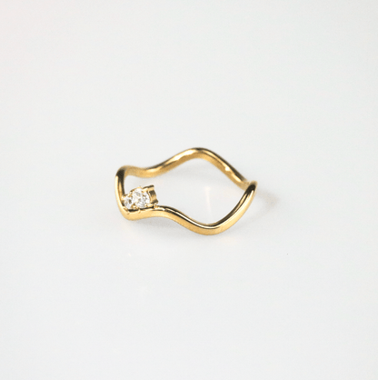 Delicate Sparkle Wave Ring