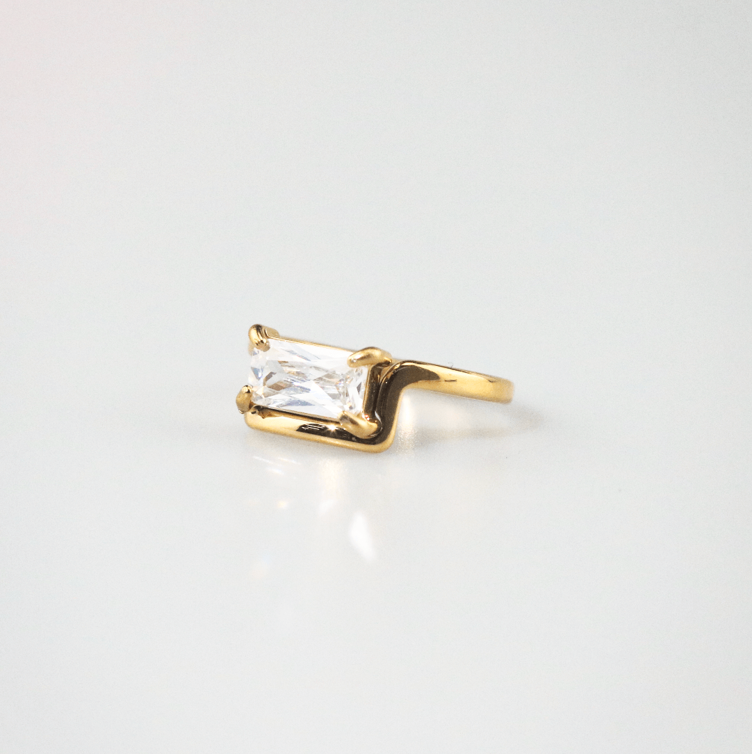 Half Frame Gem Ring