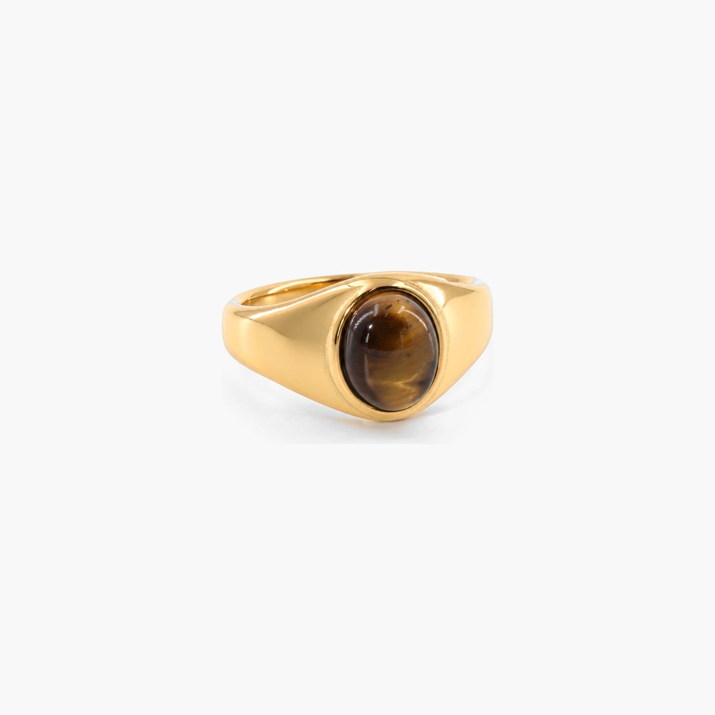 Tigerauge-Ring — Wasserfester, 18k vergoldeter Edelstahl