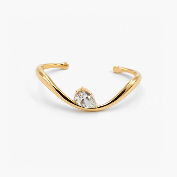 Wavy Pear Cuff — Waterproof Gold-Plated Bracelet