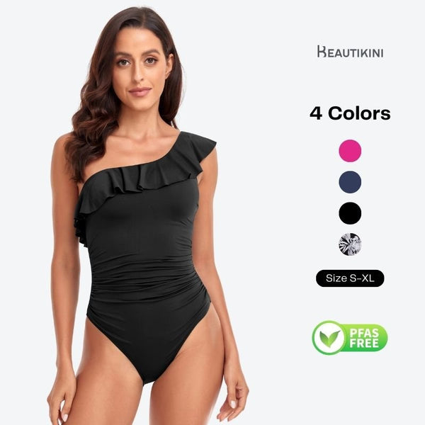 Women's One - Piece Swimsuit with Ruffle Detail - Stylr