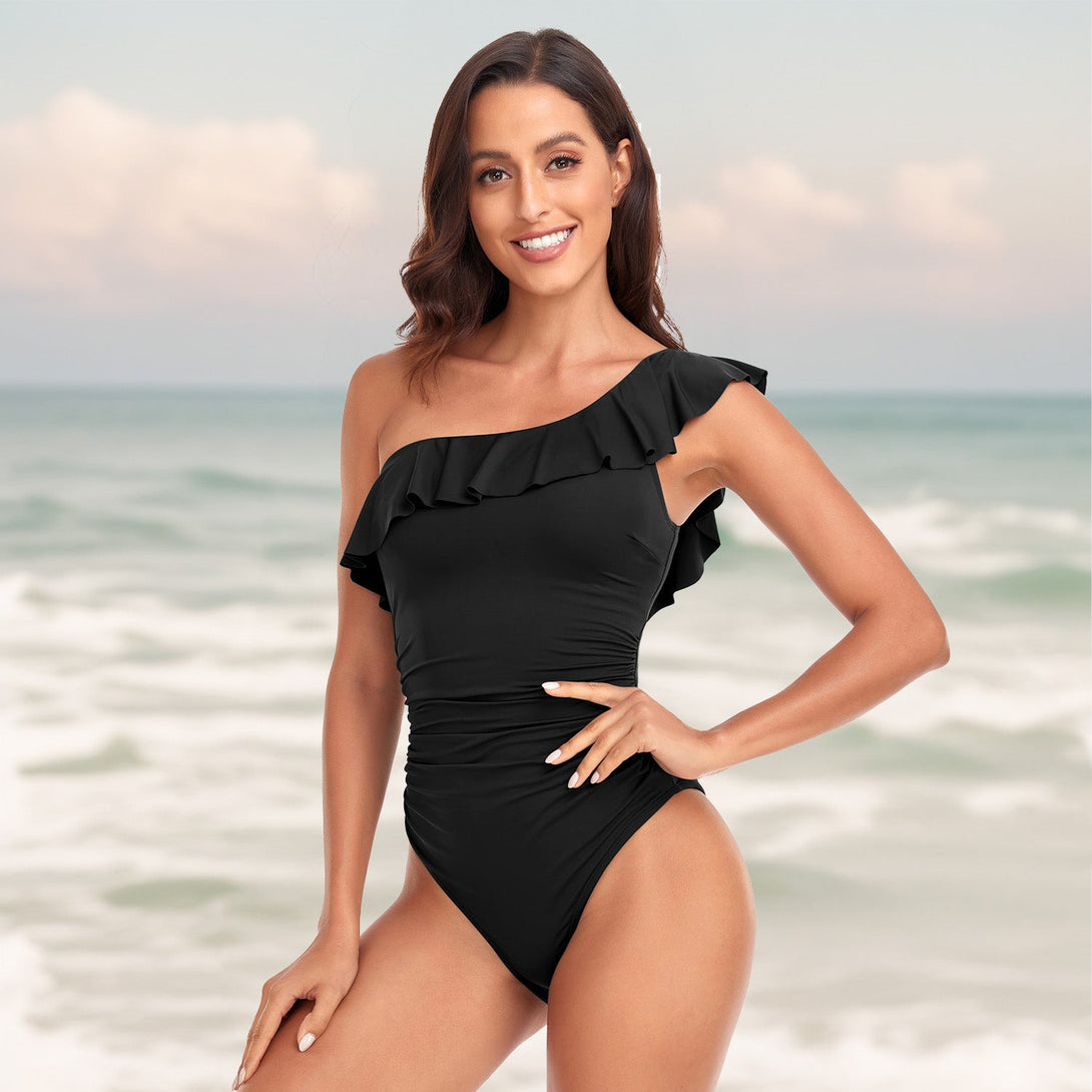 Women's One - Piece Swimsuit with Ruffle Detail - Stylr