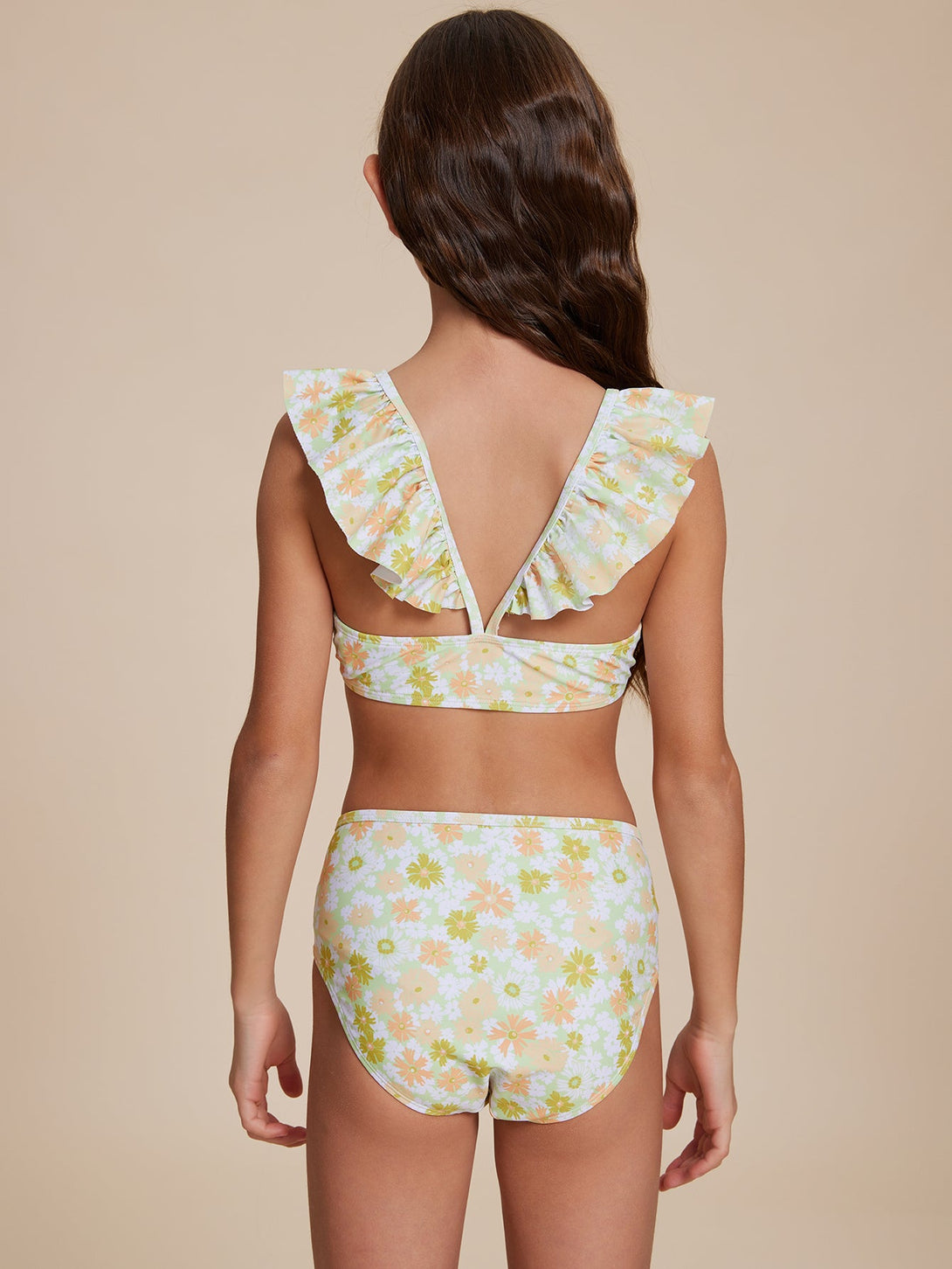 Yellow Ruffled Sleeve Bikini - Stylr