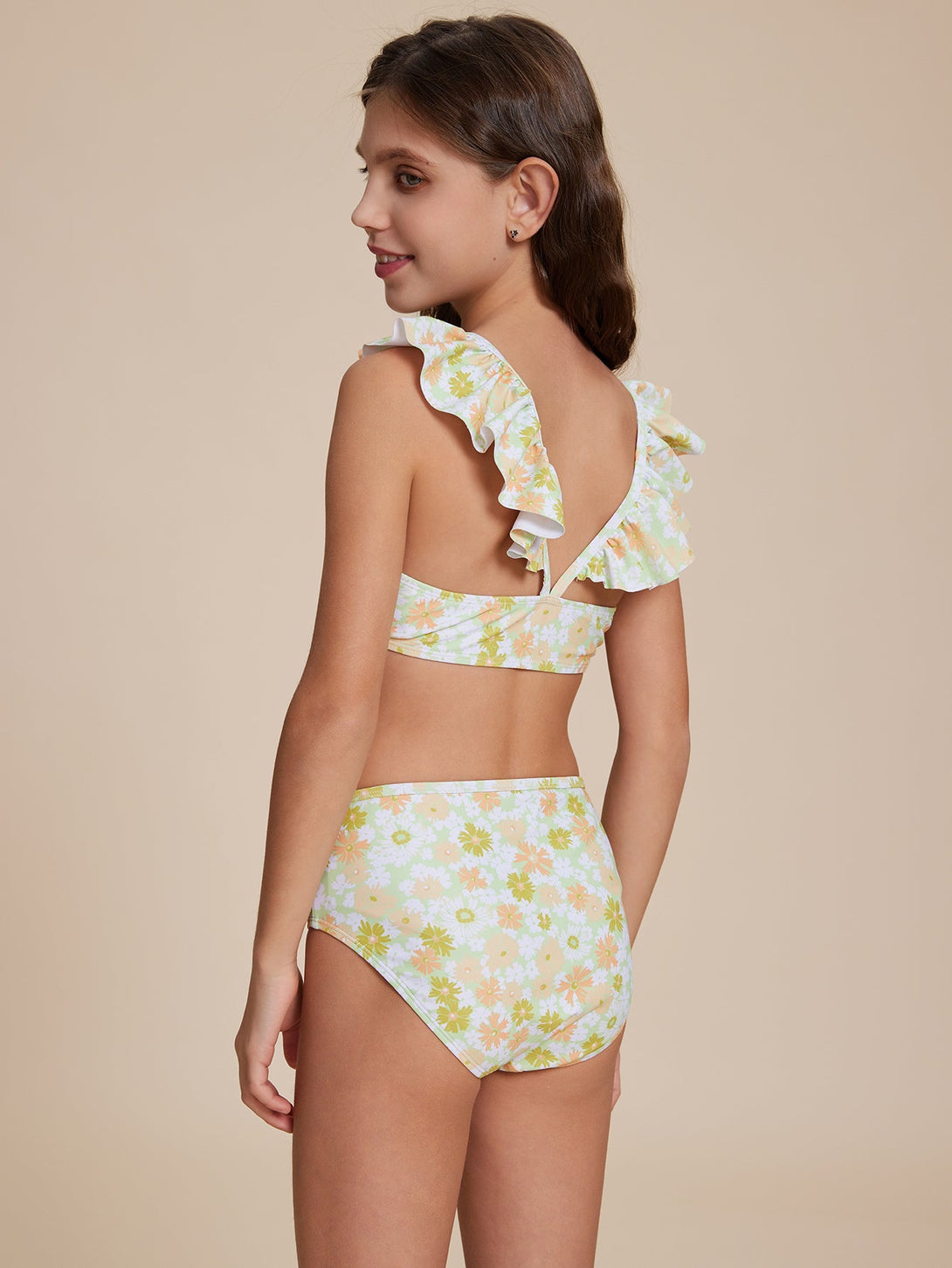 Yellow Ruffled Sleeve Bikini - Stylr