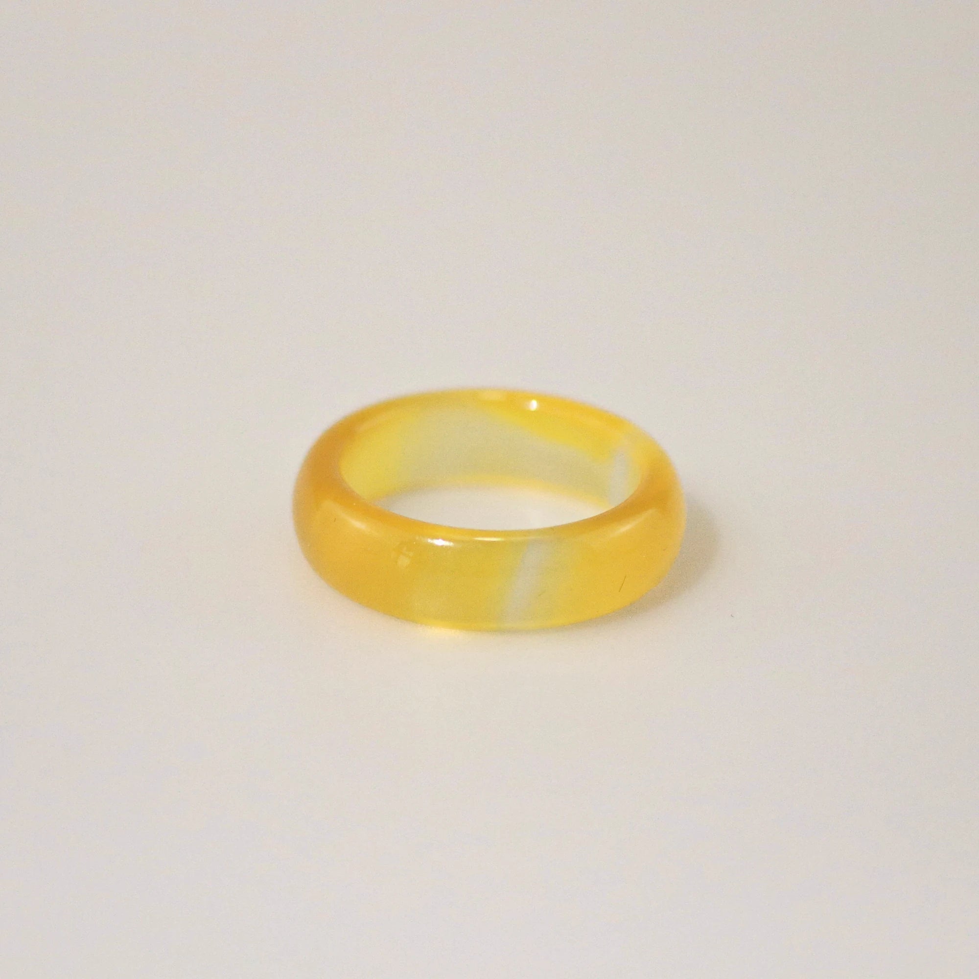 Meideya Yellow Jade Band Ring — 3mm Stackable Gemstone Ring