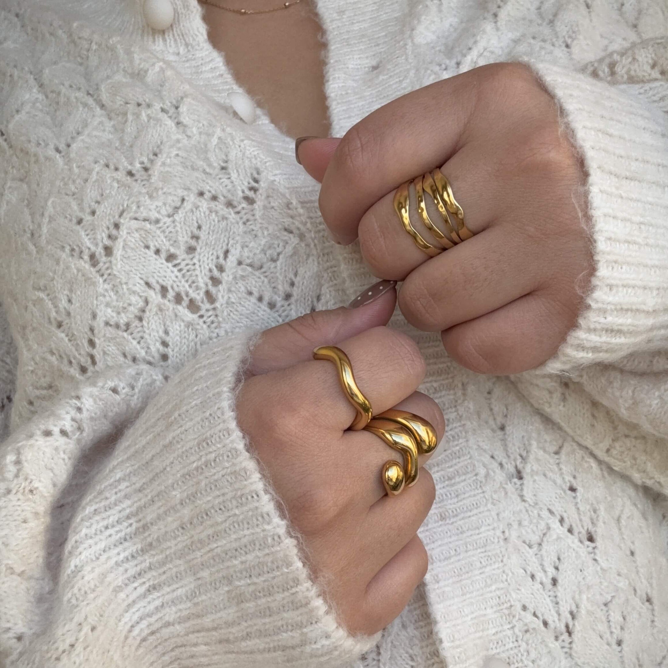 Puffy Coil Ring, waterproof 18k gold-plated stainless steel